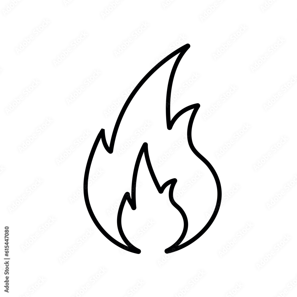 Flame line icon, fire logo vector