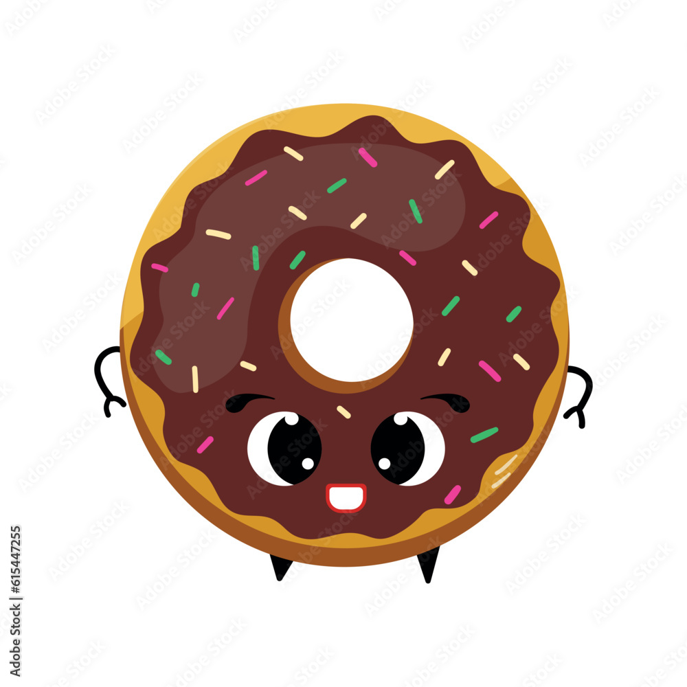 Funny donut cartoon character, happy donut vector, donut with eyes. sweet dessert vector illustration Funny donut cartoon character, happy donut vector, donut with eyes. sweet dessert vector illustration