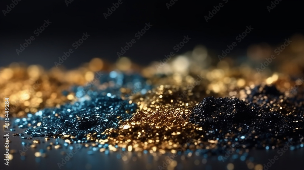 fundo de luzes de brilho abstrato. ouro, azul e preto. desfocado fundo de luzes de brilho abstrato. ouro, azul e preto. desfocado