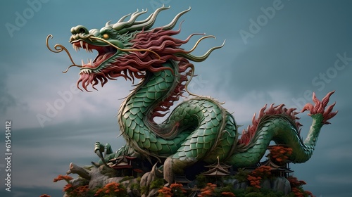Chinese Dragon illustration. Generative AI