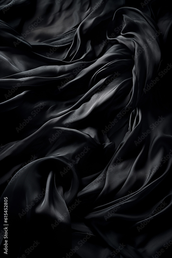 Fototapeta premium Black silk fabric material surface