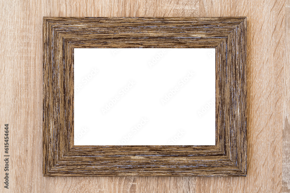 Fototapeta premium Blank wooden picture frame on the wood background