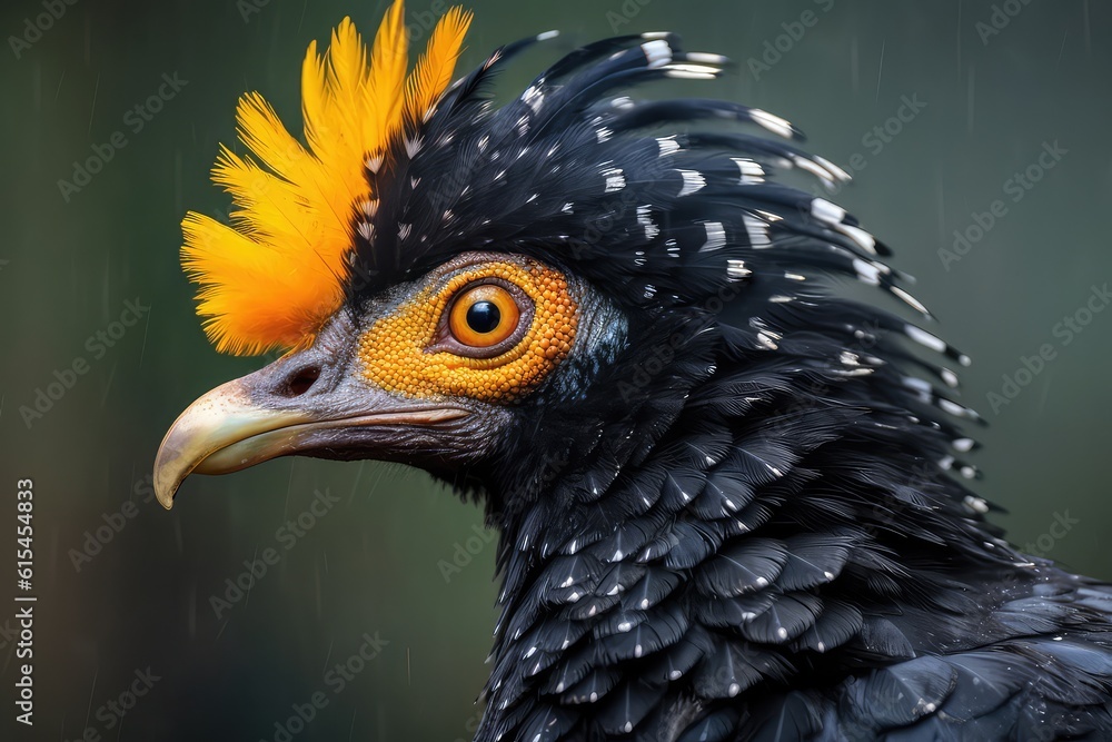 The great curassow (Crax rubra). Portrait close up. The great curassow (Crax rubra). Portrait close up.