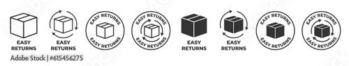 Easy returns icon set. ecommerce ordered product return guarantee vector icon set.