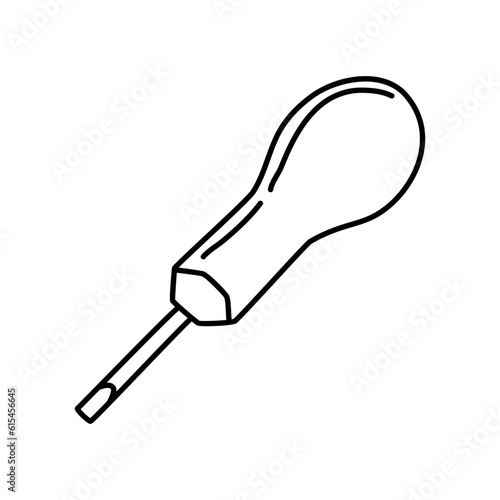 Awl or screwdriver tool icon, doodle style flat vector outline for coloring book