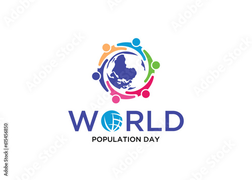 illustration World population day logo vector design template.