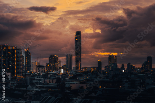 Bangkok city view during sunset time.