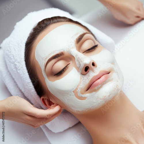 Woman during facial treatment