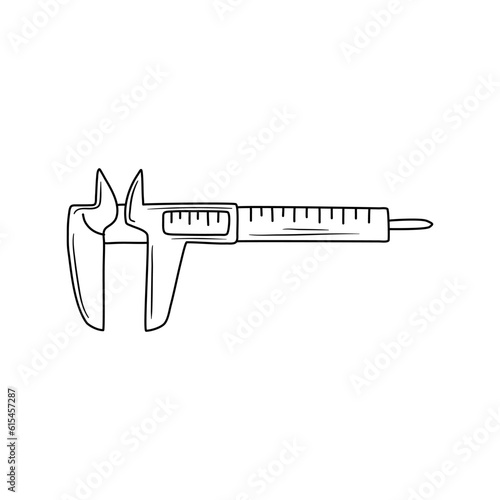 vernier caliper in doodle style. Isolated vector