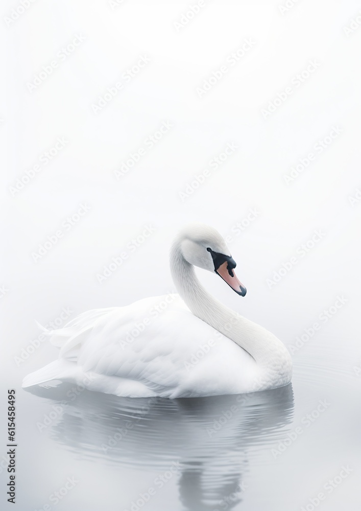 Obraz premium Minimalistic Elegance of a white Swan on Water. Generative AI.