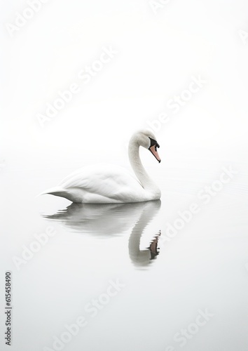 Minimalistic Elegance of a white Swan on Water. Generative AI.