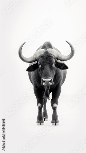 African Buffalo: Untamed Beauty in Minimalism. Generative AI