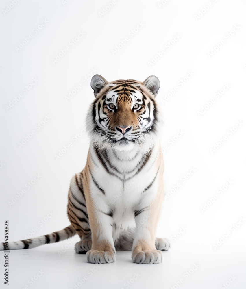 Obraz premium Majestic Minimalistic Tiger Portrait: The Elegance of the Wild. Generative AI