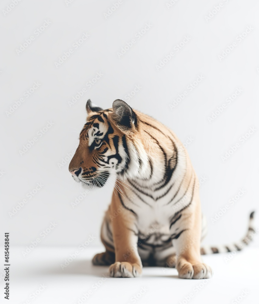 Majestic Minimalistic Tiger Portrait: The Elegance of the Wild. Generative AI Majestic Minimalistic Tiger Portrait: The Elegance of the Wild. Generative AI