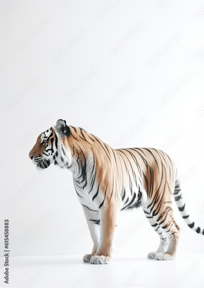 Obraz premium Majestic Minimalistic Tiger Portrait: The Elegance of the Wild. Generative AI