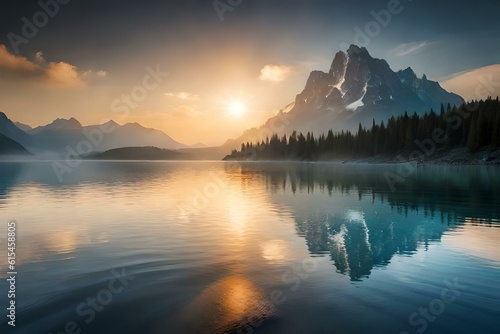 sunrise over the mountains generative by Al technology
