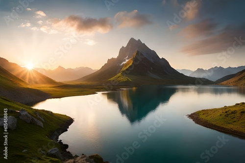 sunrise over the mountains generative by Al technology