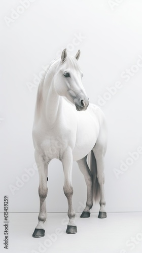 Elegant Grace: Minimalistic Portrait of a Majestic Horse. Generative AI.