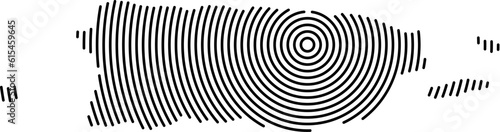 Puerto Rico, map country from futuristic concentric black circles
