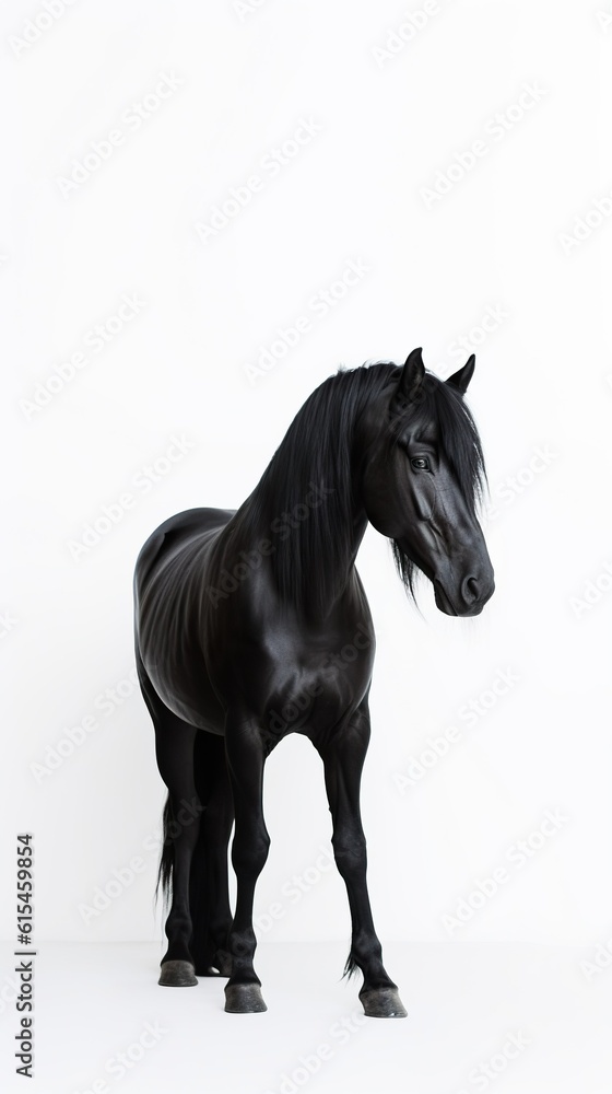 Elegant Grace: Minimalistic Portrait of a Majestic Horse. Generative AI.