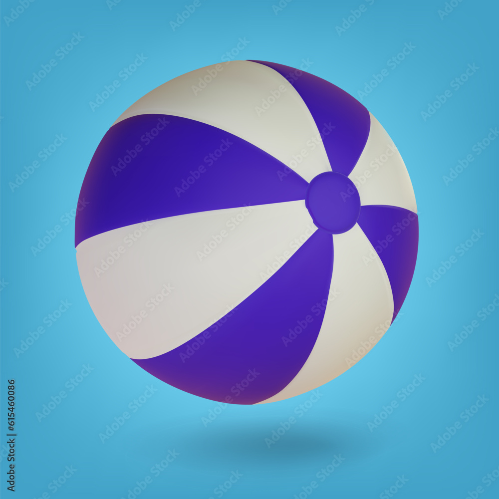Obraz premium 3d vector beach ball on blue background