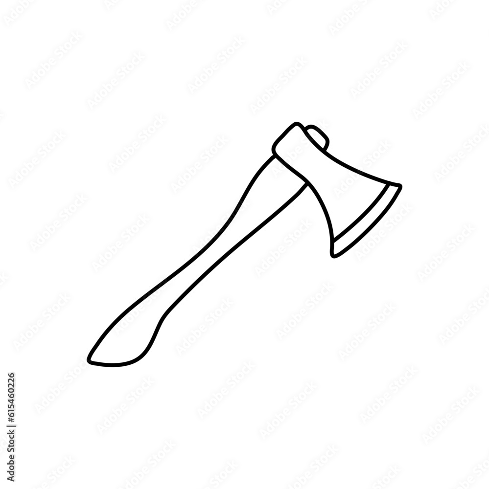 axe editable doodle hand drawn icon. An axe for camping, hiking, local tourism illustration axe editable doodle hand drawn icon. An axe for camping, hiking, local tourism illustration