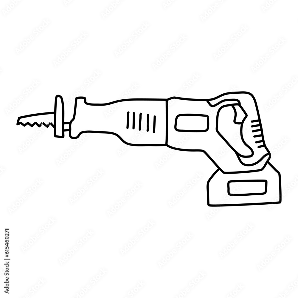 Sabre saw icon. Reciprocating doodle, outline, and outline style Sabre saw icon. Reciprocating doodle, outline, and outline style