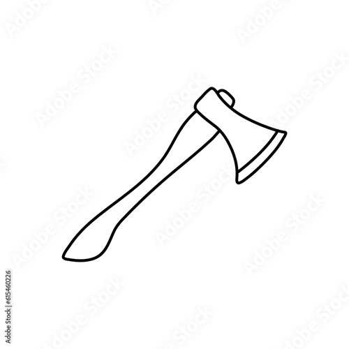  axe editable doodle hand drawn icon. An axe for camping, hiking, local tourism illustration