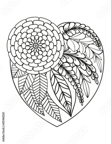 Fototapeta Naklejka Na Ścianę i Meble -  Flower meadow coloring page for children and adults.