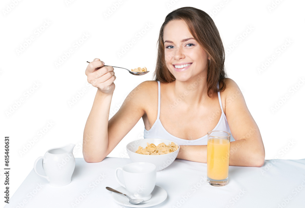 Portrait of a Woman Eating Healthy Breakfast Portrait of a Woman Eating Healthy Breakfast