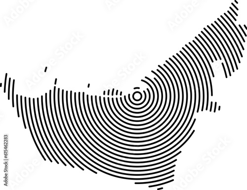 United Arab Emirates, map country from futuristic concentric black circles