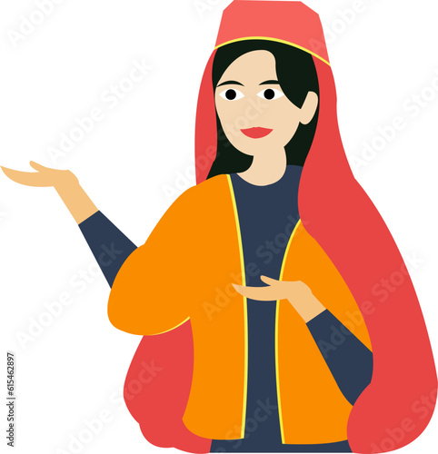 Iran Girl Vector On Transparent Background.