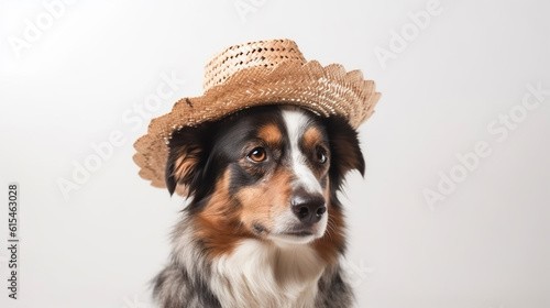 cachorro com chapéu de fazendeiro festa junina com fundo branco