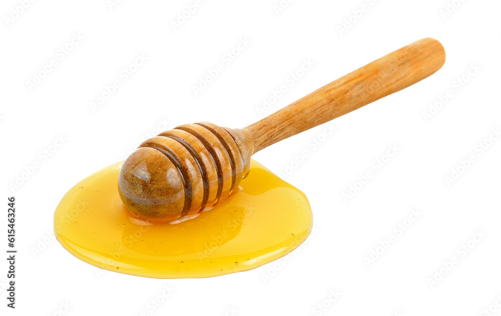 Wooden honey dipper with honey on transparent png Wooden honey dipper with honey on transparent png
