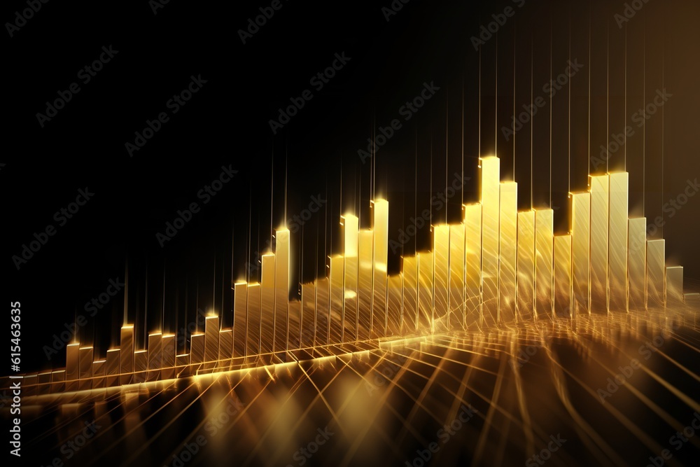 Golden Growth: Financial Stock Graphs, Money, and Investment in Business Finance, Financial, Gold, Graph, Stock, Money, Investment, Finance, Business, Wealth, Growth, Economy, Success,