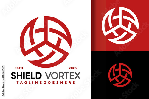 Shield vortex logo vector icon illustration