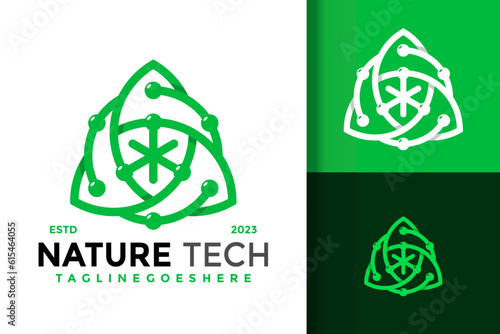 Nature molecule technology colorful logo vector icon illustration