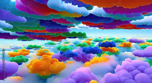 a painting of colorful clouds in the sky, generative AI.