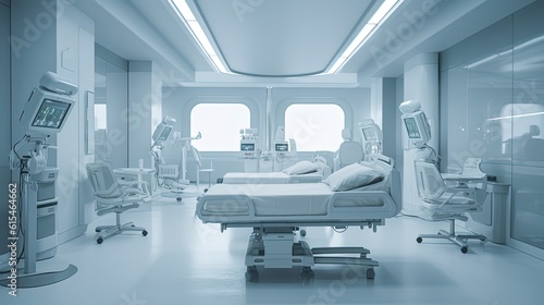 illustration of hospital room in futuristic equipment  Generative Ai