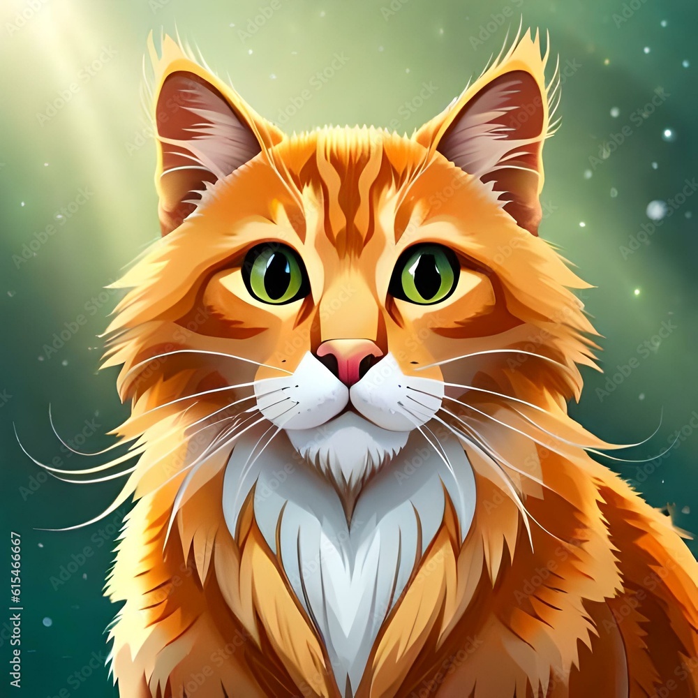 Fototapeta premium orange cat with green eyes