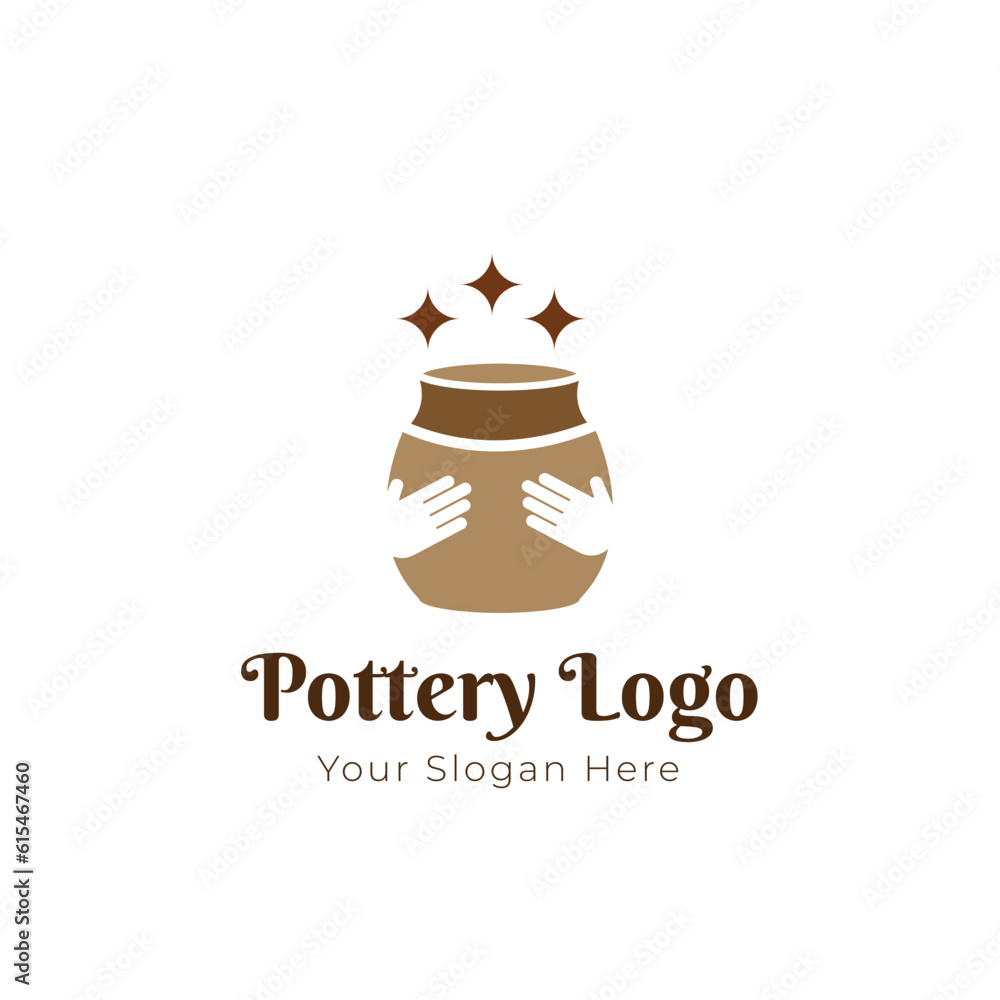 minimalistic style pottery logo vector