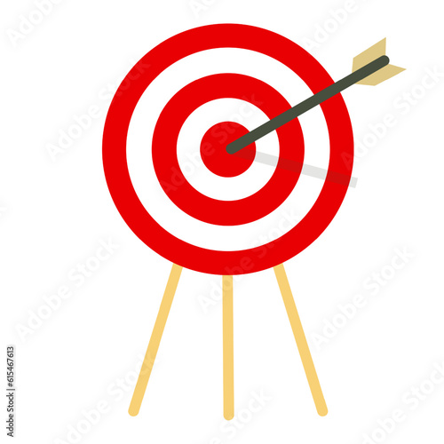 Target Icon with Arrows. Precision, accuracy, aiming, focus, goal, objective, shooting, archery, bullseye, competition, challenge, sports. Vector line icon for Business and Advertising