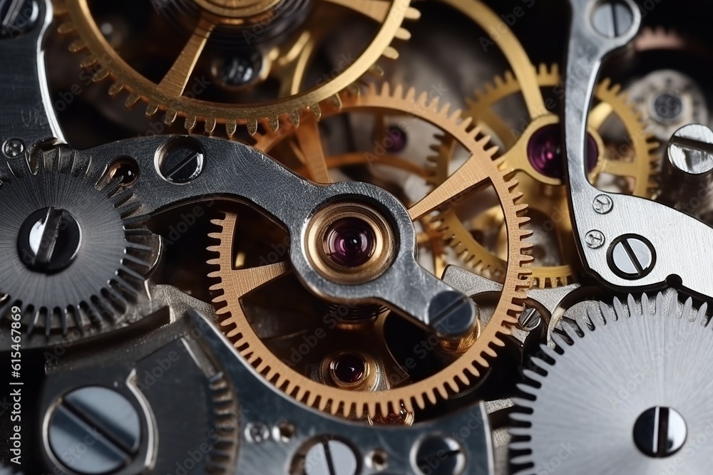 Precise Timekeeping Intricate Gears and Cogs in a Clockwork Watch