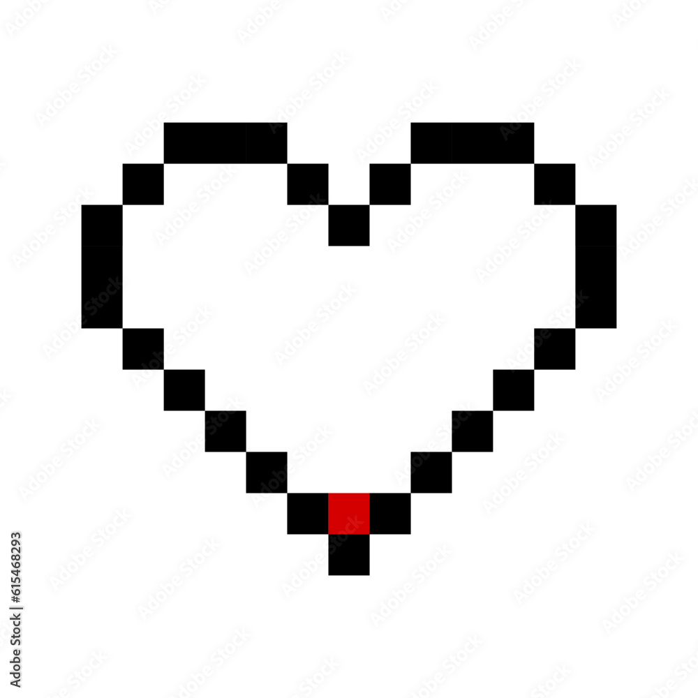 Empty Pixelated Heart Icon. Emptiness, void, absence of love, loneliness, longing, vacant emotions, digital symbol, pixel art, retro, nostalgia. Vector line icon for Business and Advertising Empty Pixelated Heart Icon. Emptiness, void, absence of love, loneliness, longing, vacant emotions, digital symbol, pixel art, retro, nostalgia. Vector line icon for Business and Advertising