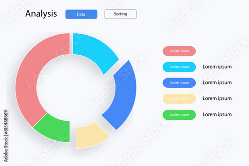 Circular Diagram. Pie chart, circular graph, graphical representation, data distribution, visual breakdown. Vector line icon for Business and Advertising