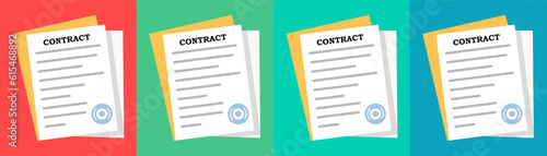 Contract icon set. Legally enforceable document, mutual obligations, formal arrangement, contractual terms, legal obligations Vector line icon for Business and Advertising