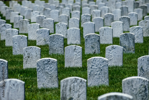 Lines of unmarked gravestones; San Diego, California, United States of America photo