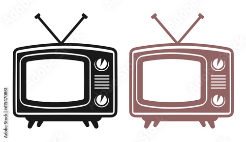 Retro TV. Cartoon flat icon isolated on white background.