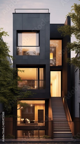 Amazing Shot of a Cubic Style Modern and Luxury House, Expensive house in the middle of the Vegetation. Generative AI