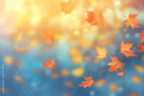 A blurred autumn  windy sky abstract background with bokeh glow  Illustration. AI generative